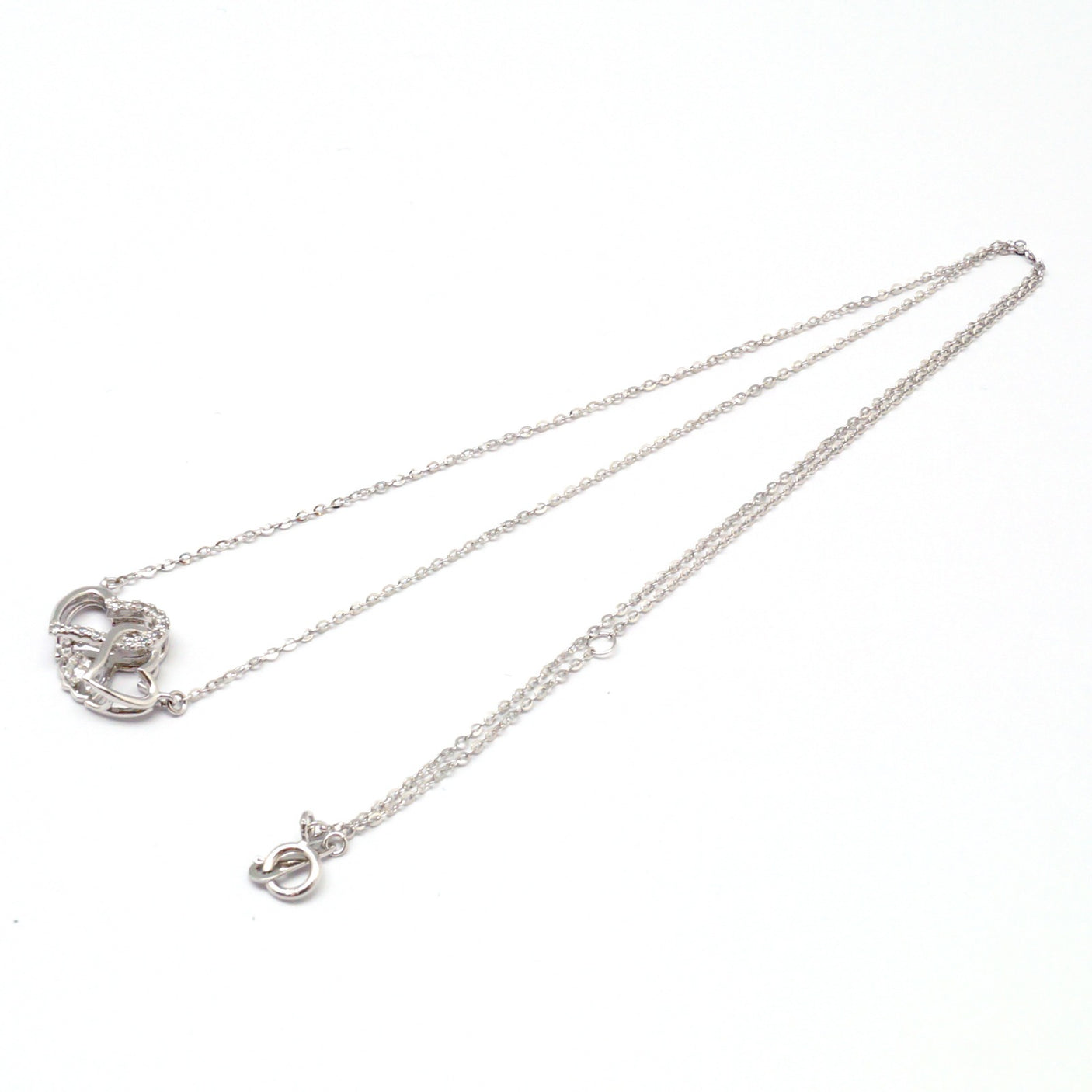 【Diamond Series】ダブルオープンハートネックレス【K10 ダイヤモンド】