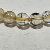 【ルチルヒカルモデル】ゴールドルチル × ブラックルチル (ゴールド約7.5mm、ブラック約7.5〜8.0mm) ブレスレット