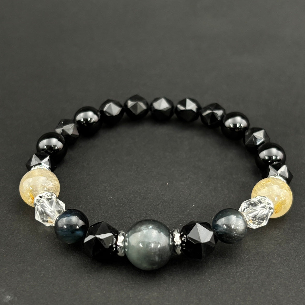 黒結び - ブラックスターアクアマリン × ルチルクォーツ - 3月