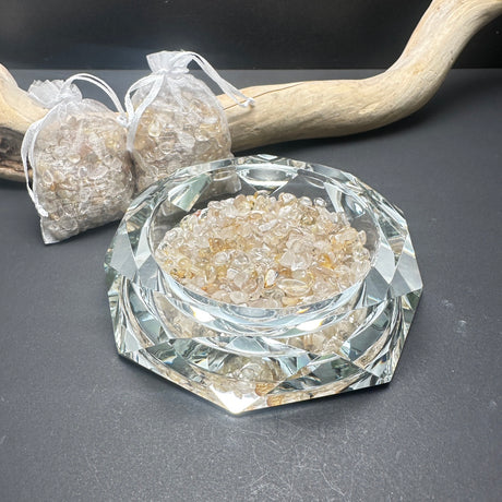 【オリパの虎500円OFFクーポン対象】浄化セット（浄化チップ・八角形ガラス皿-L）