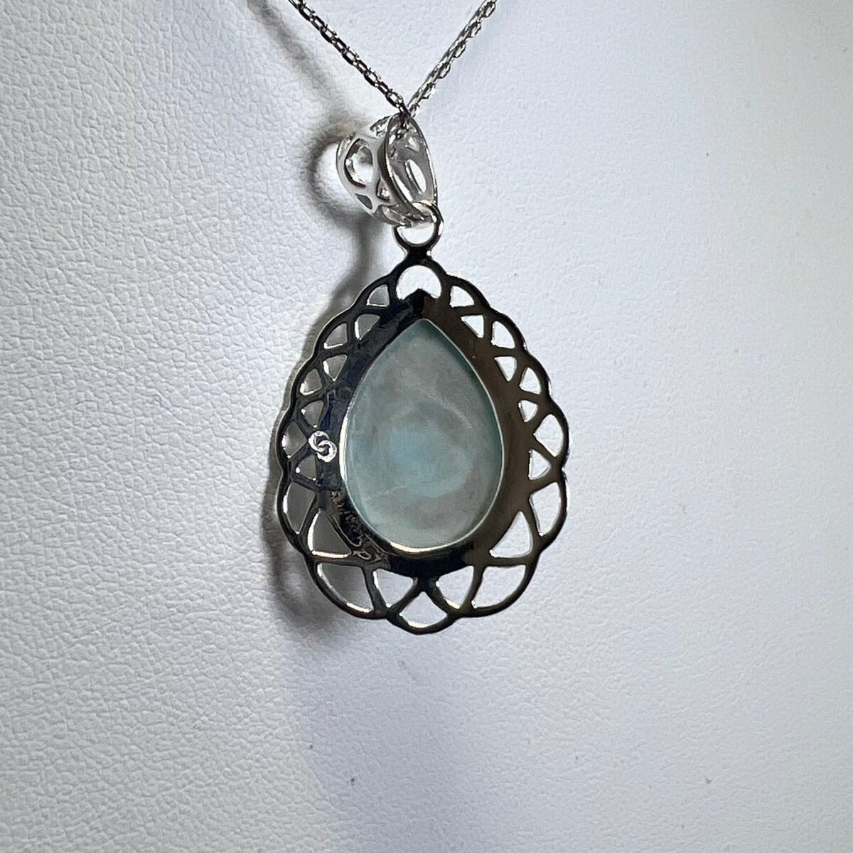 ラリマーストーンレースデザイン - ネックレストップ - シルバー