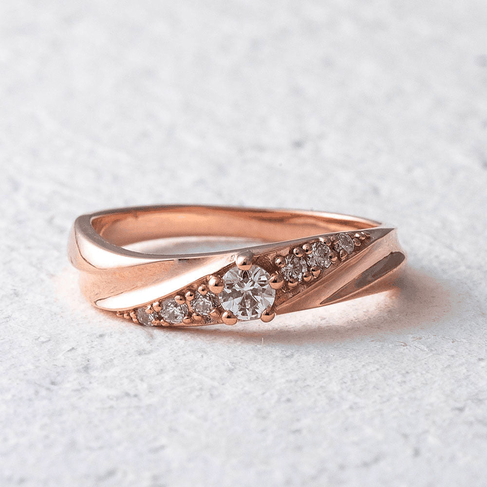 【Twinkle Dream Star premium】ラインデザイン シルバー925リング（ピンクゴールドカラー）