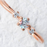 【Twinkle Dream Star premium】スリーストーン シルバー925リング（ピンクゴールドカラー）