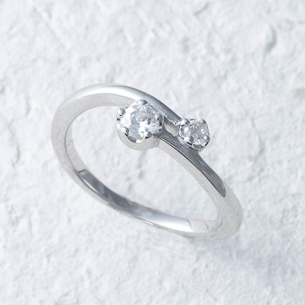 【Twinkle Dream Star premium】ダブルストーンクロスリング シルバー925リング