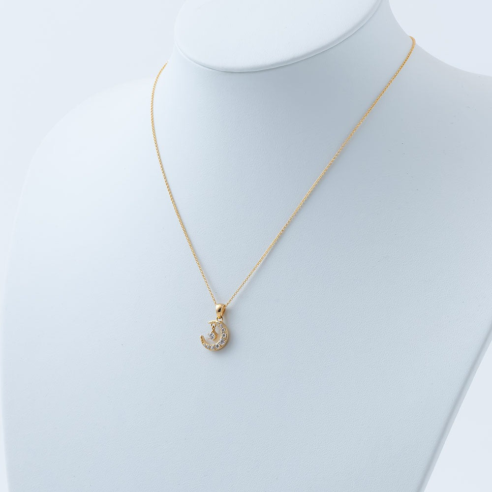 1点作品☆ CZダイヤムーン型ネックレストップ ネックレストップ - ムーンデザイン - Twinkle Dream Star