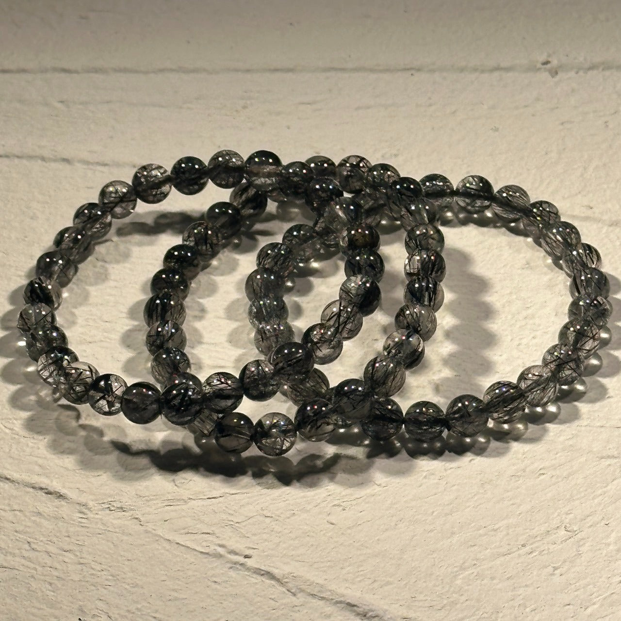 【高品質】【透明度特化】  ブラックルチルクォーツ ブレスレット 7mm