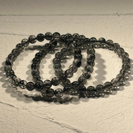 【高品質】【透明度特化】  ブラックルチルクォーツ ブレスレット 7mm