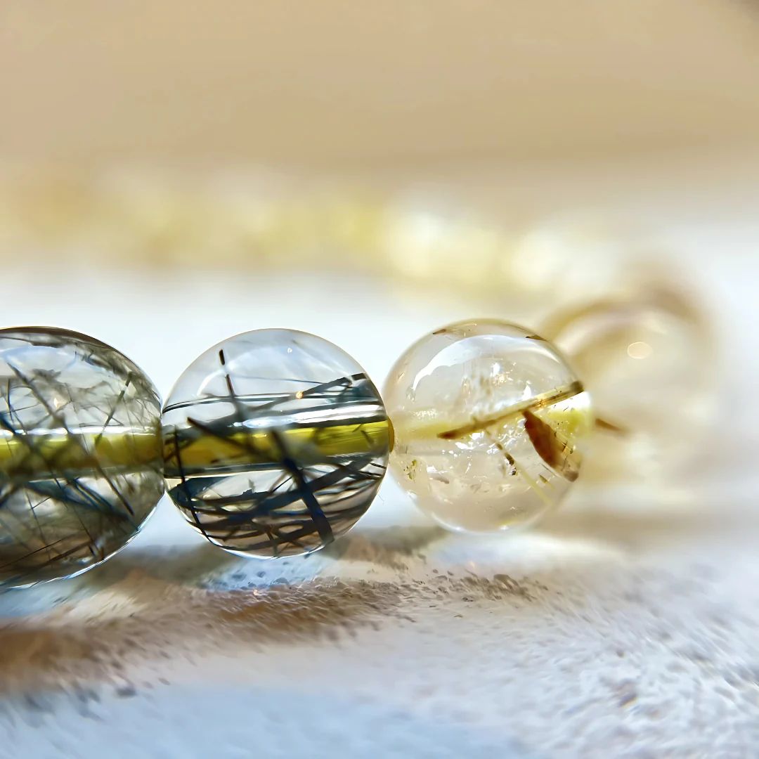 【オリパの虎10,000円OFFクーポン対象】【ヒカルモデル】ゴールドルチル×ブラックルチル （ゴールド約7.5mm、ブラック約7.5～8.0mm)ブレスレット