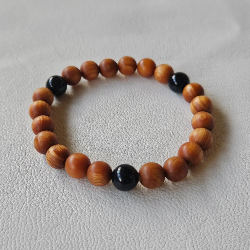 おいせ清め石&檜(ブラウン) ブレスレット
