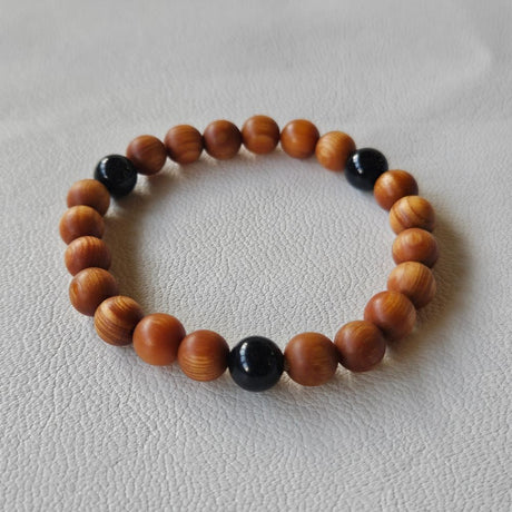 おいせ清め石&檜(ブラウン) ブレスレット