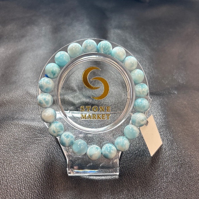 ラリマーブレスレット 内径約16.5cm ルース約10mm 【会長秘蔵コレクション】＜0055＞