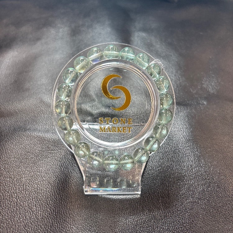 パライバカラーグリーンアクアマリンブレスレット 内径約16cm ルース約9mm 【会長秘蔵コレクション】＜0056＞
