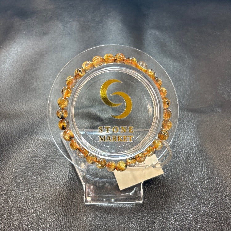 ルチルブレスレット 内径約15cm ルース約6mm 【会長秘蔵コレクション】＜0081＞