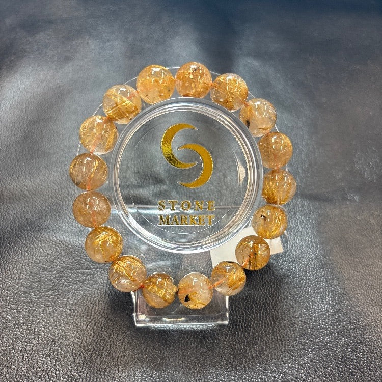 ルチルブレスレット 内径約16.5cm ルース約12mm 【会長秘蔵コレクション】＜0089＞