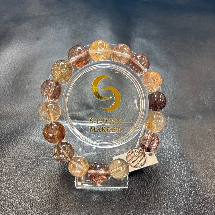 ミックスルチルブレスレット 内径約17cm ルース約12mm 【会長秘蔵コレクション】＜0091＞