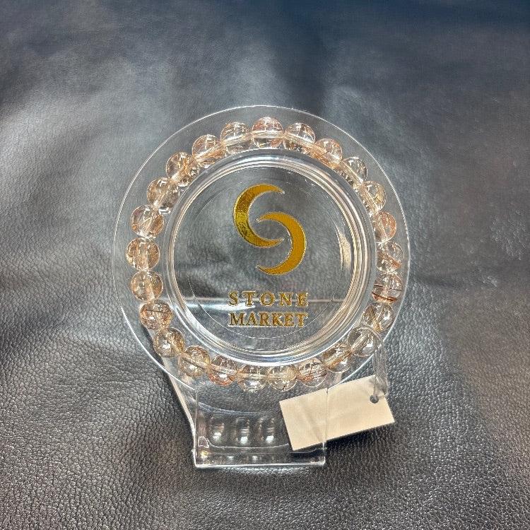 クリアミックスルチルブレスレット 内径約15.5cm ルース約7mm 【会長秘蔵コレクション】＜0092＞