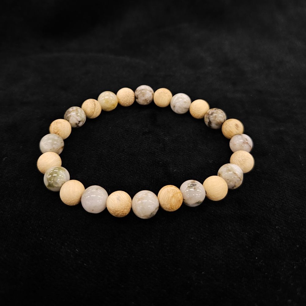おいせ石×白檀 ブレスレット 内径約16.5cm ルース約8mm