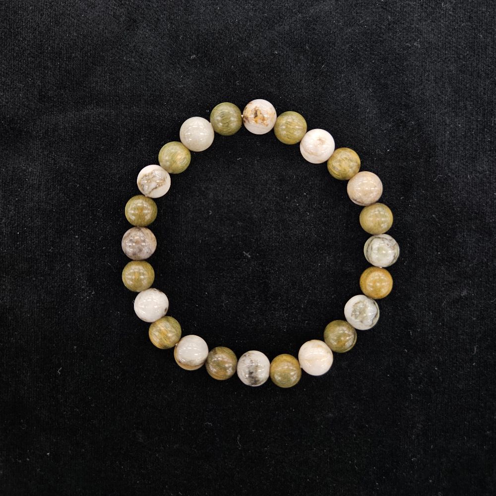 おいせ石×緑檀 ブレスレット 内径約16.5cm ルース約8mm