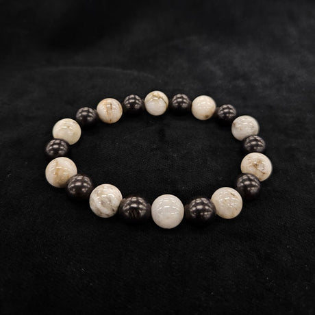 おいせ石×黒檀 ブレスレット 内径約16.5cm ルース約10mm