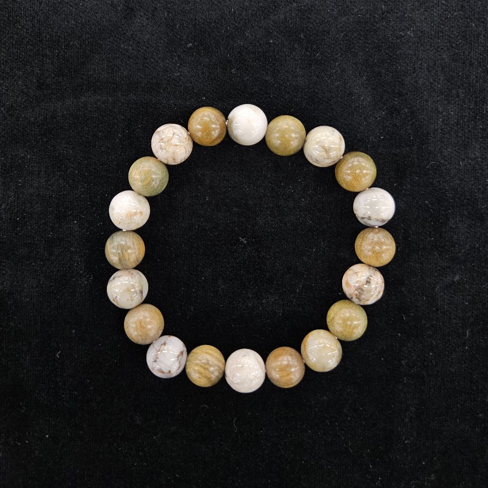 おいせ石×緑檀 ブレスレット 内径約16.5cm ルース約10mm