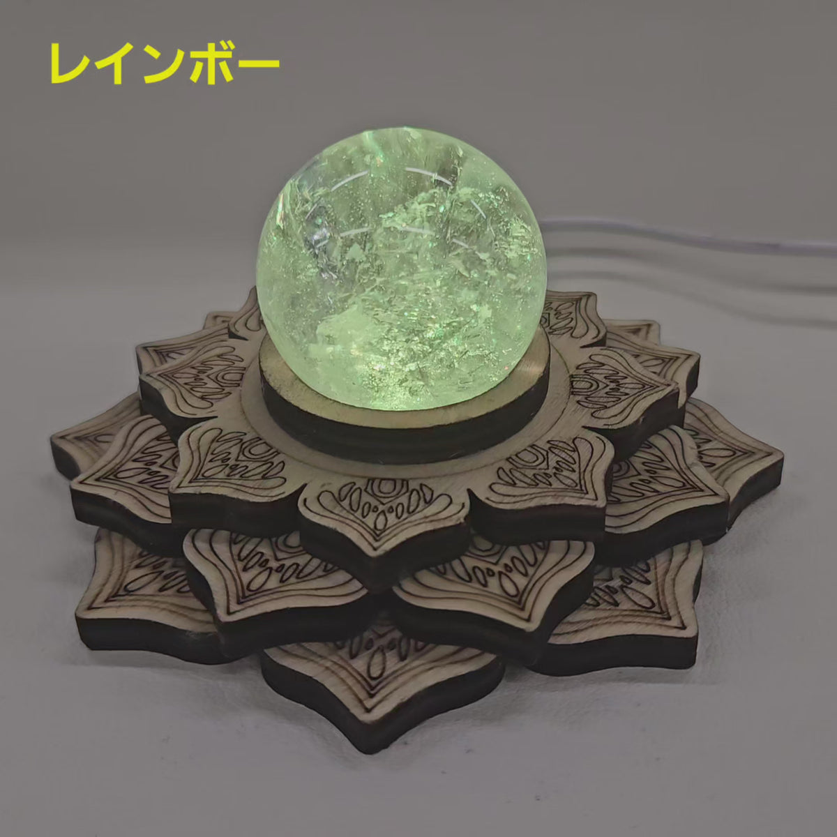 蓮の花 木製LEDライト台座