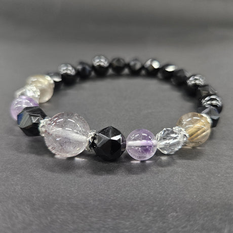 Kuro-musubi - Goethite in Amethyst × Rutilated Quartz - February