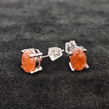 サンストーン ピアス　7mm × 5mm