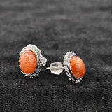 サンストーン ピアス　11mm × 9mm