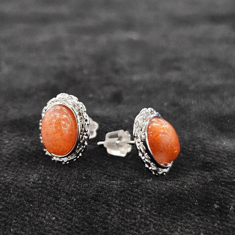 サンストーン ピアス　11mm × 9mm