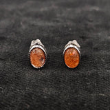 サンストーン ピアス【フチあり】　7mm × 5mm