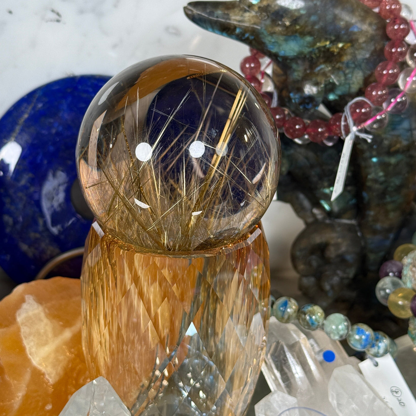 ルチルスフィア 約72mm/520g 【1点限り】【中村会長ショーケースコレクション】