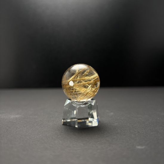 ★天然石★ゴールドルチルスフィア(台座付き) 高品質】ゴールドルチルスフィア 28.2mm（台座付き） - OLO-0046